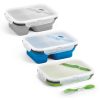 Box para refeições retrátil em silicone e PP 480ml + 760ml