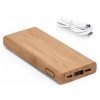 Bateria portátil. Bambu. Bateria de lítio. Capacidade: 5.000 mAh